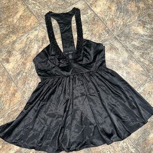 Victoria’s Secret Y2K Beaded Halter Babydoll Mini Dress Large